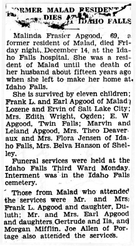 Malinda Frasier Apgood obit