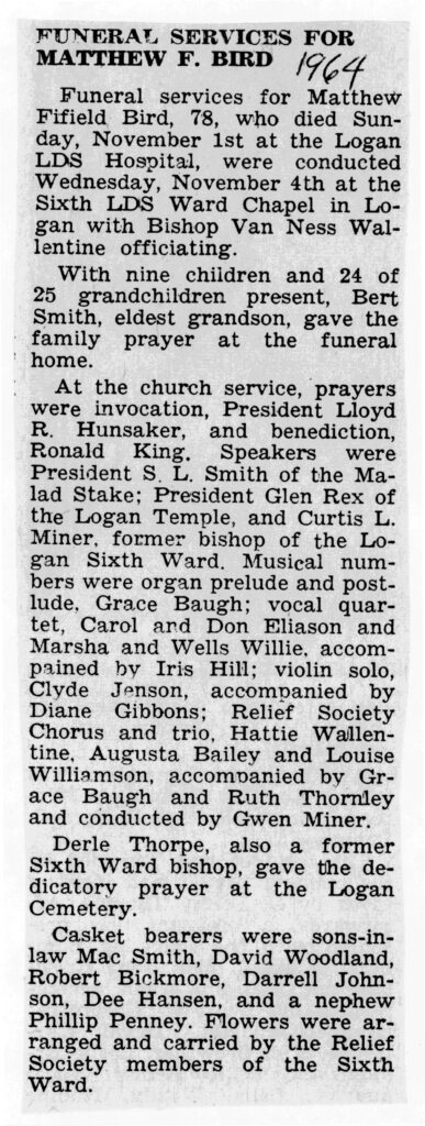 Matthew Fifield Bird funeral