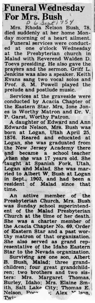 Rhoda Nelson Bush funeral