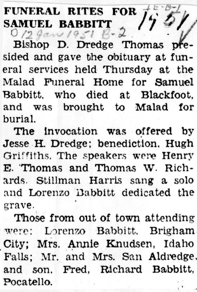 Samuel Babbitt funeral
