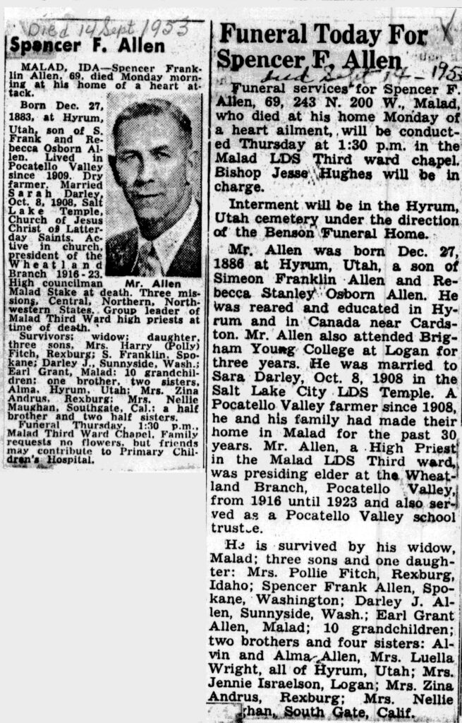 Spencer F Allen obits