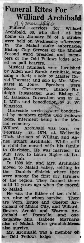 Williard Archibald funeral