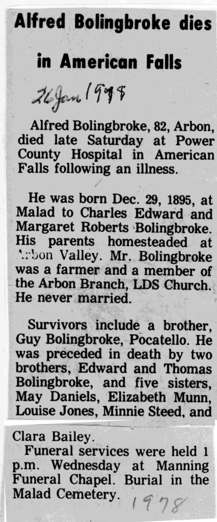 Alfred Bolingbroke obit