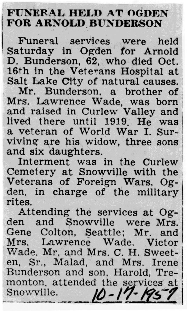 Arnold Bunderson obit