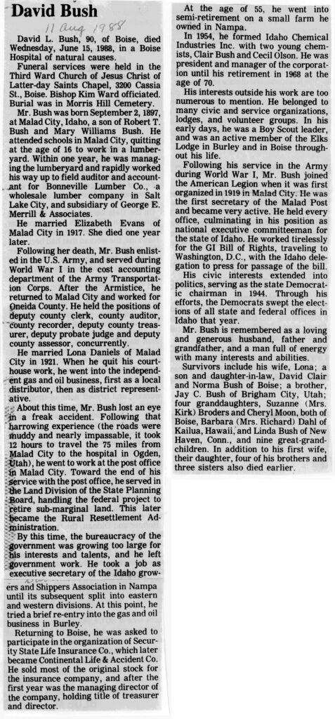 David L Bush obit