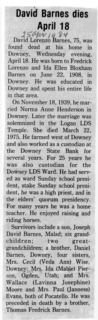 David Lorenzo Barnes obit