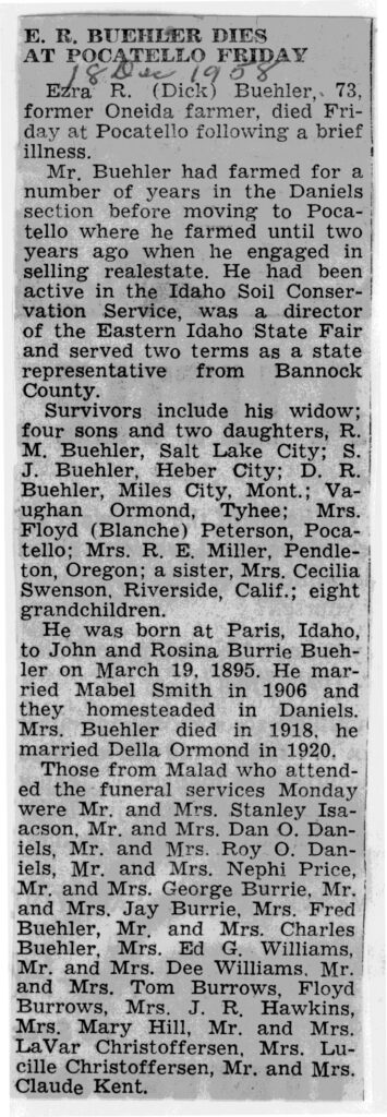 Ezra R (Dick) Bueher obit