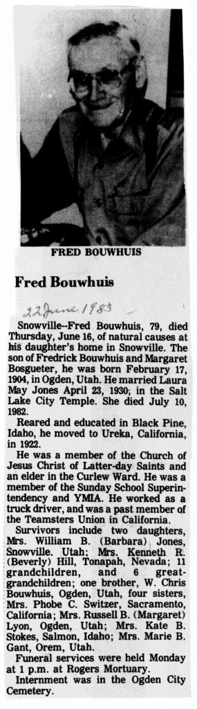 Fred Bouwhuis obit