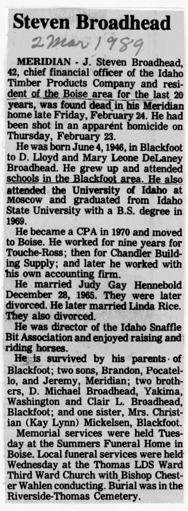 J Steven Broadhead obit