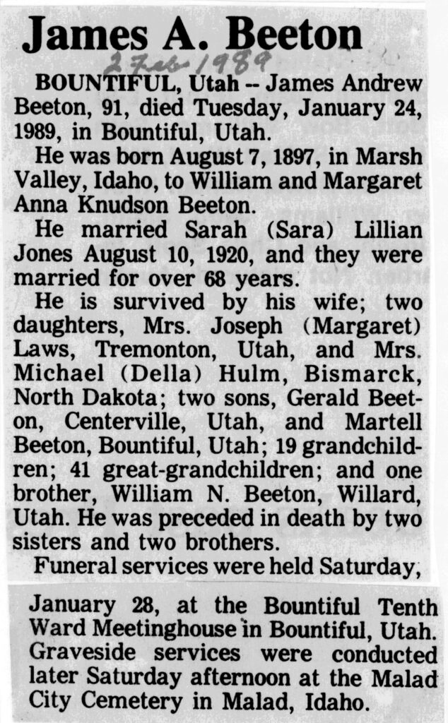 James Andrew Beeton obit