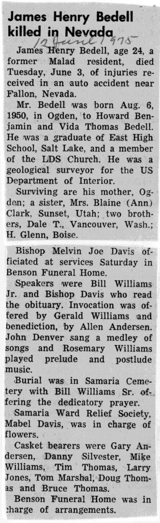 James Henry Bedell obit