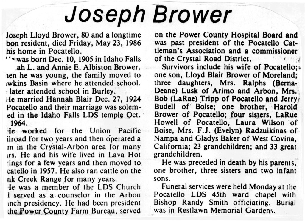 Joseph Lloyd Brower obit