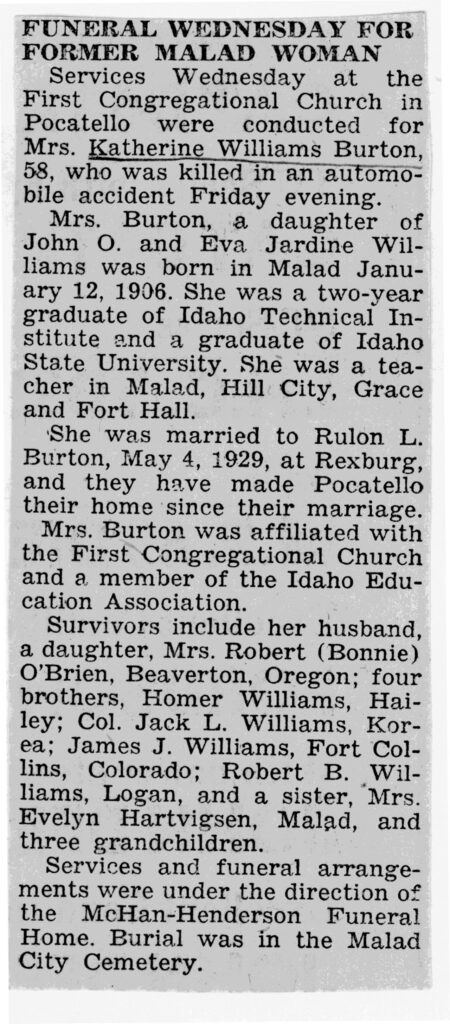 Katherine Williams Burton obit