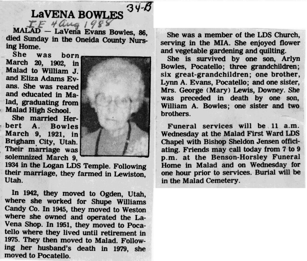LaVena Bowles obit