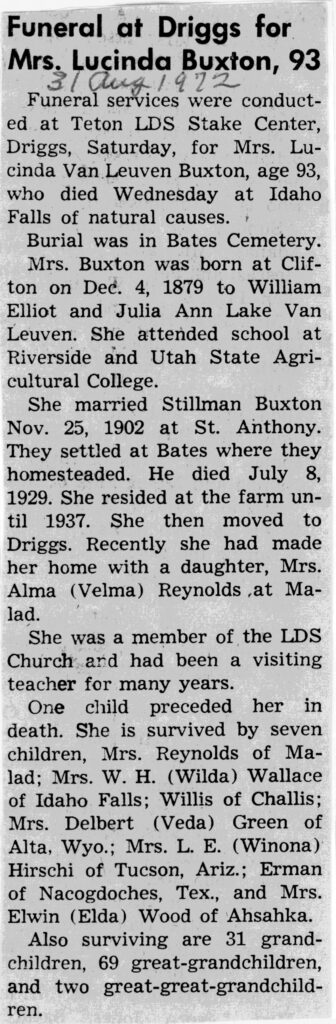 Lucinda Van Leuven Buxton obit