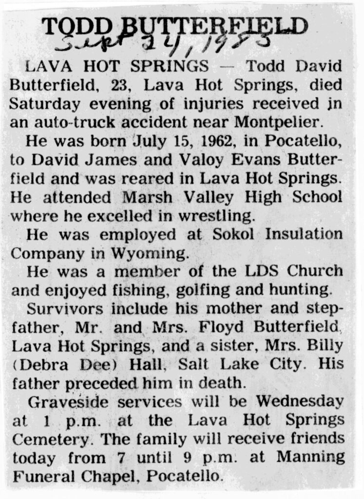 Todd David Butterfield obit