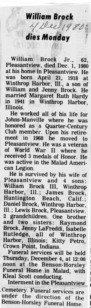 William Brock Jr obit