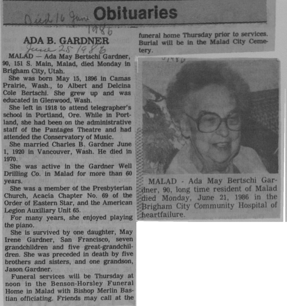 Ada May Bertschi Gardner obit