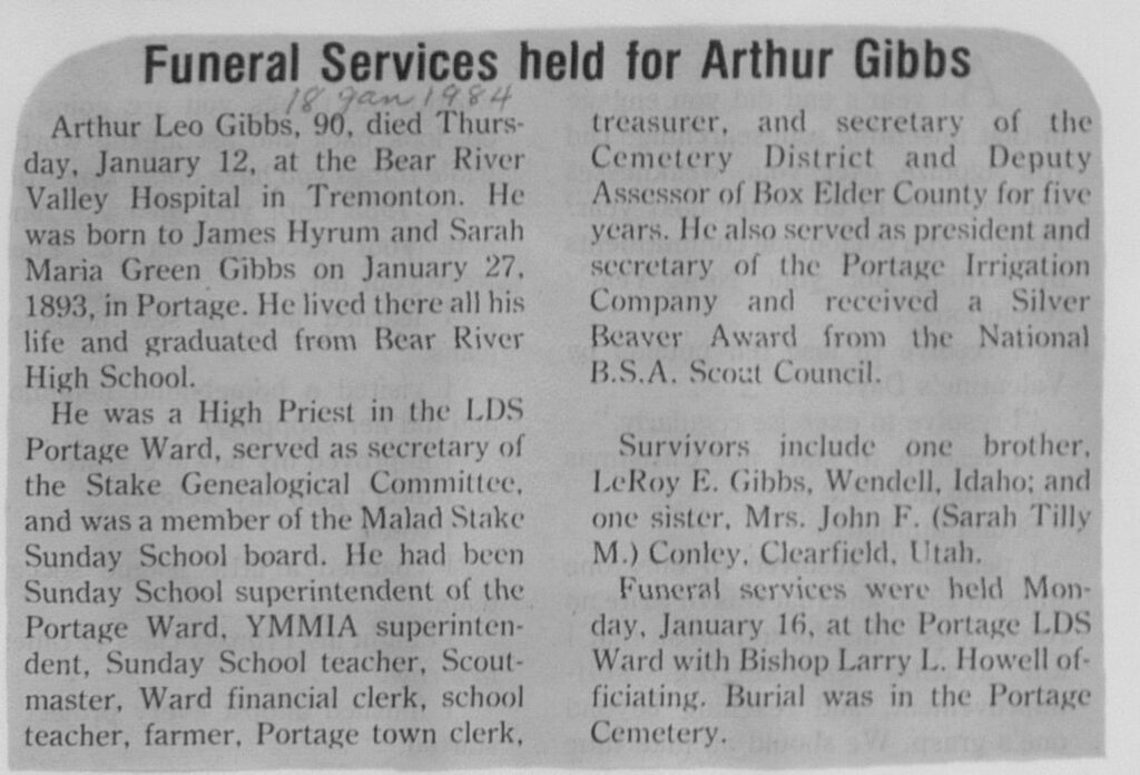 Arthur Leo Gibbs obit