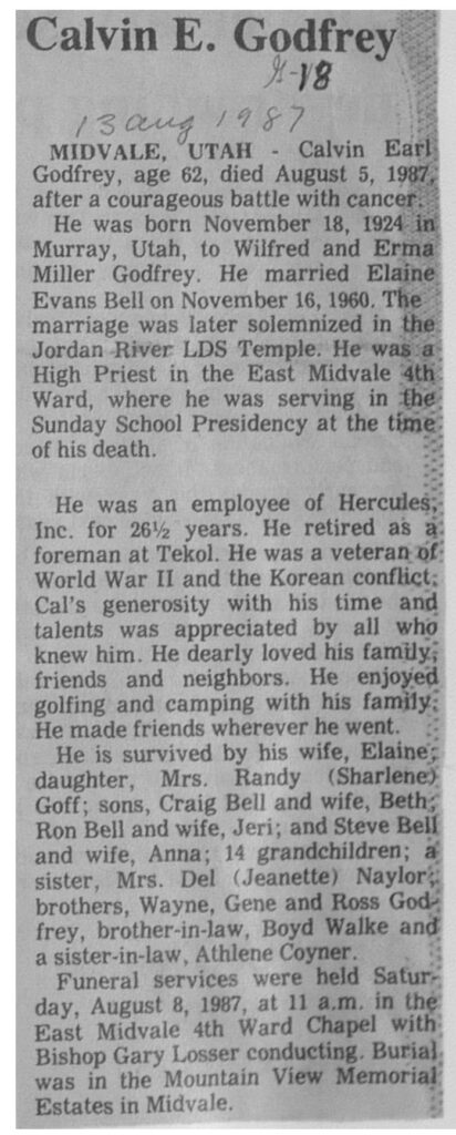 Calvin Earl Godfrey obit