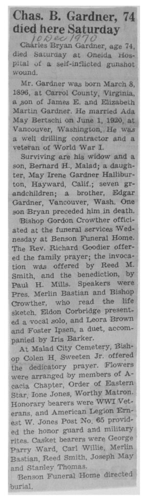 Charles Bryan Gardner obit and funeral