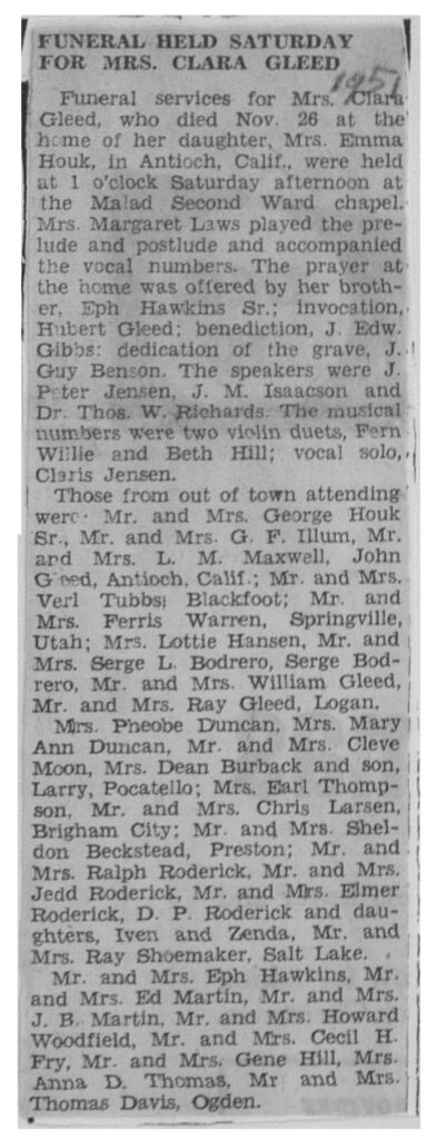 Clara Gleed funeral