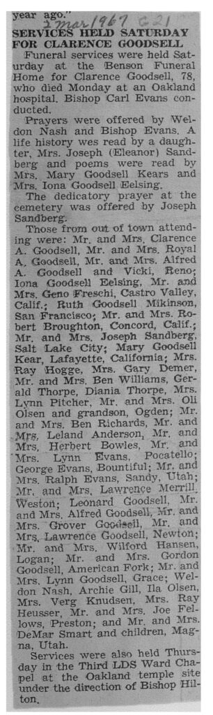 Clarence Goodsell funeral