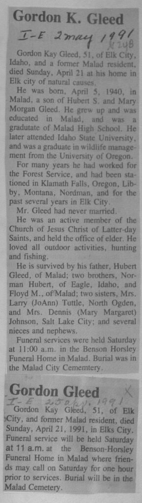 Gordon Kay Gleed obiy