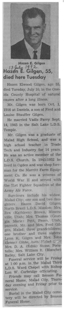 Hazen Elwood Gilgen obit