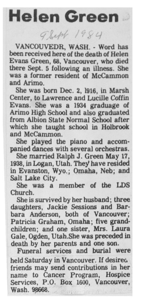 Helen Green obit