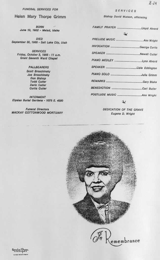 Helen Mary Thorpe Grimm program