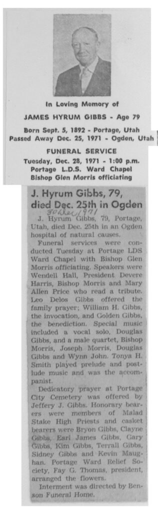 James Hyrum Gibbs funeral