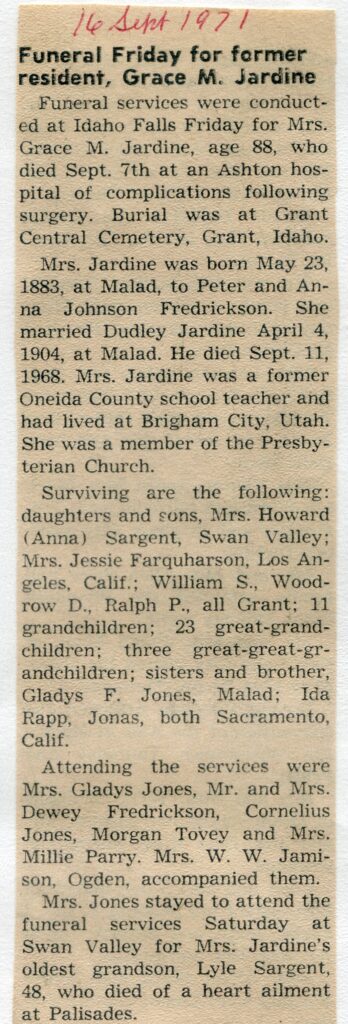 Jardine Grace M (07 Sept 1971)