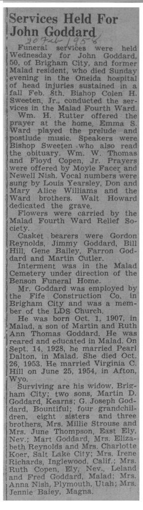 John Goddard obit and funeral