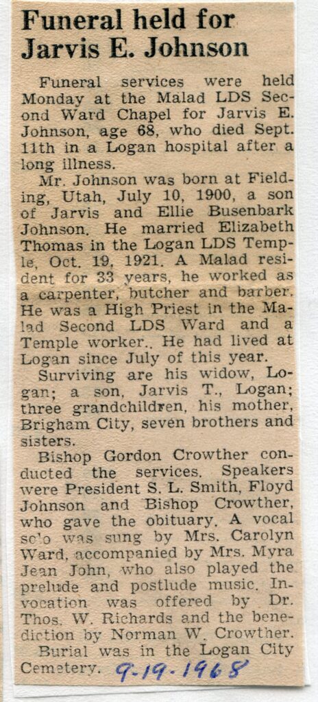 Johnson Jarvis E (11 Sept 1968)