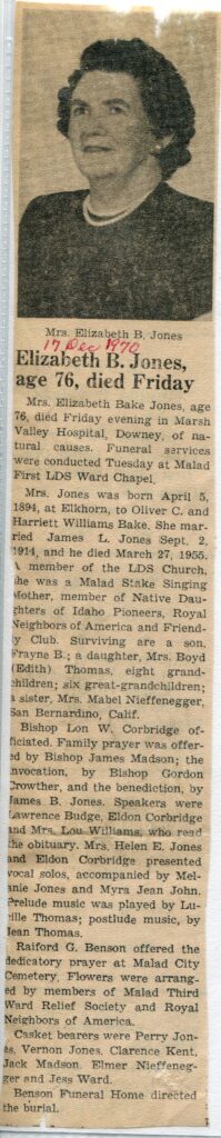 Jones Elizabeth Bake (11 Dec 1970)