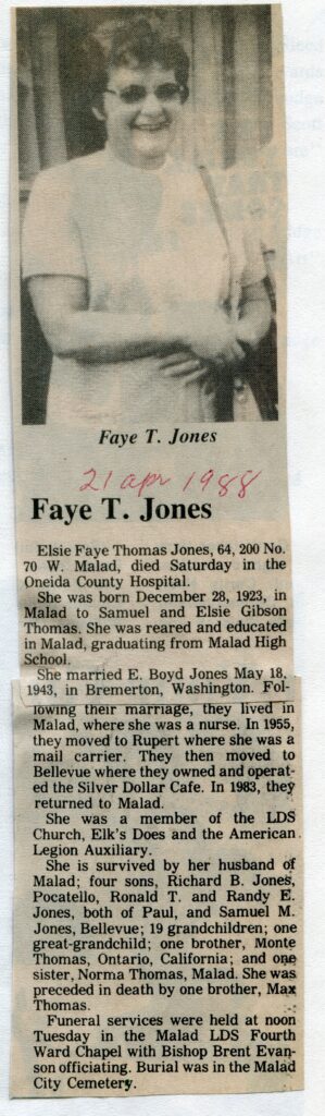 Jones Elsie Fayne Thomas (16 April 1988)