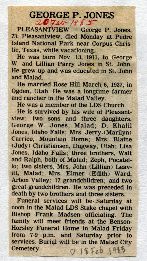 Jones George P (18 Feb 1985)