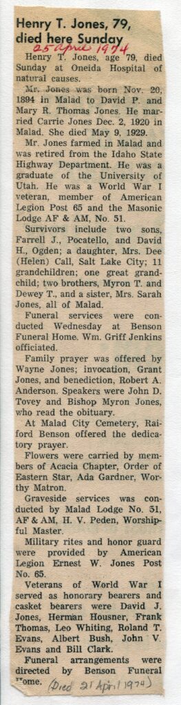 Jones Henry T (21 April 1974)