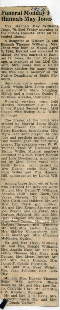 Jones Hsannah May Wlliams (26l Oct 1954)