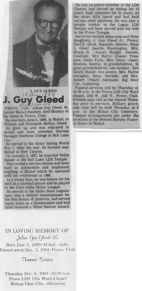 Julius Guy Gleed obit