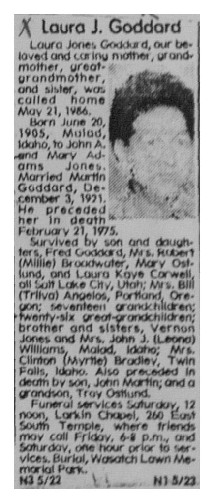 Laura Jones Goddard obit