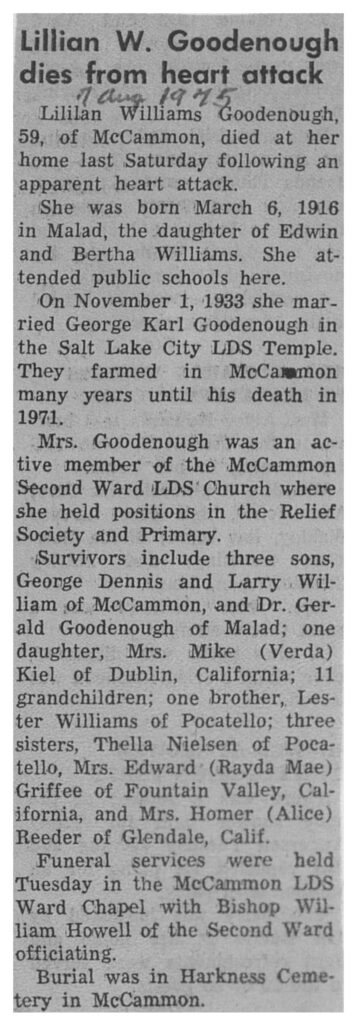 Lillian Williams Goodenough obit