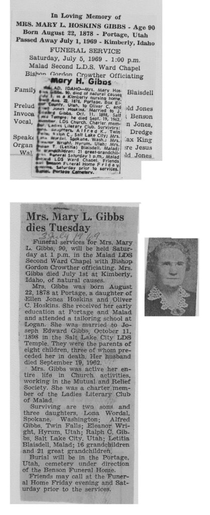 Mary L Gibbs obit and program