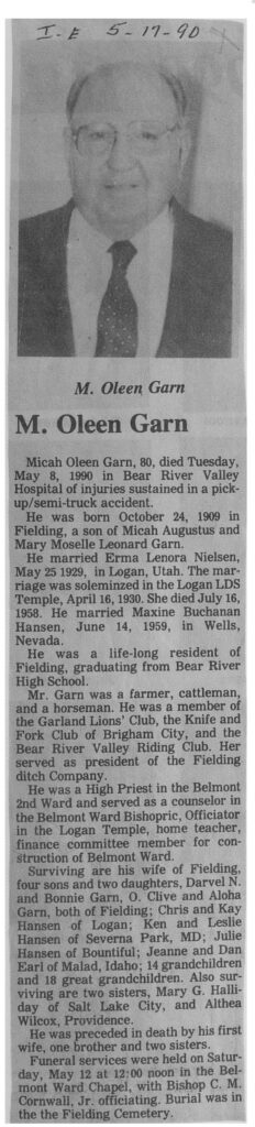 Micah Oleen Garn obit