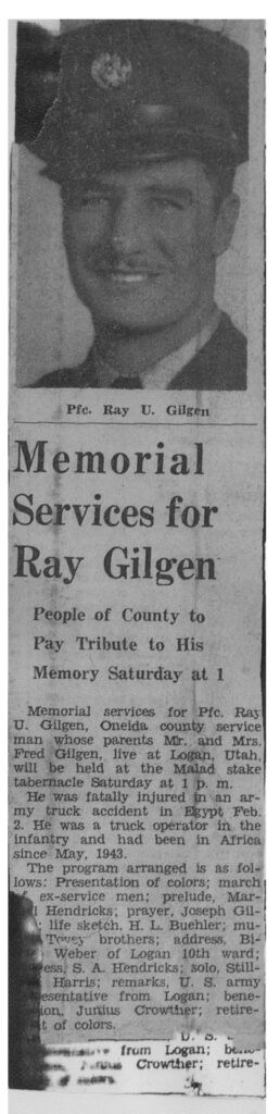 Pfc Ray U Gilgen funeral
