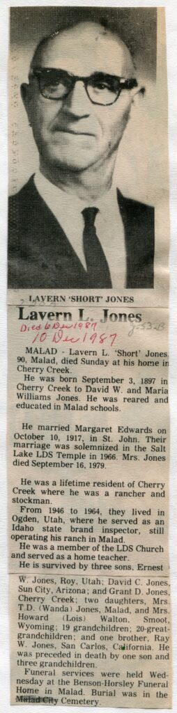 Jones Lavern L (Short) (06 Dec 1987)