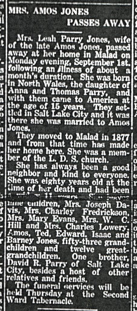 Jones Leah Parry (01 Sept 1924)