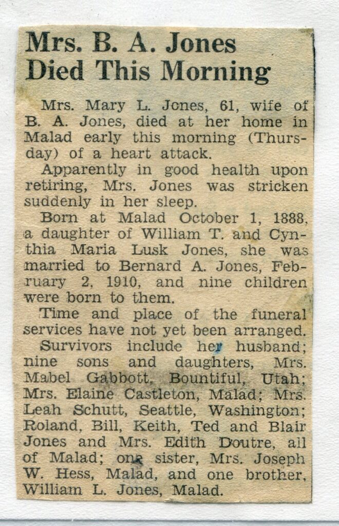 Jones Mary L (10 Aug 1950 A)