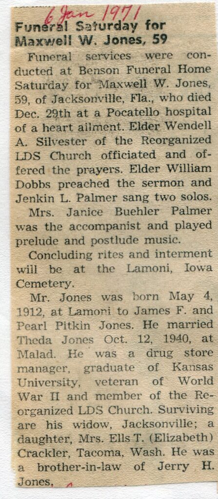 Jones Maxwell W (29 Dec 1971)